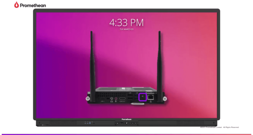 A screen shows both the ActivPanel 9 and OPS-M.