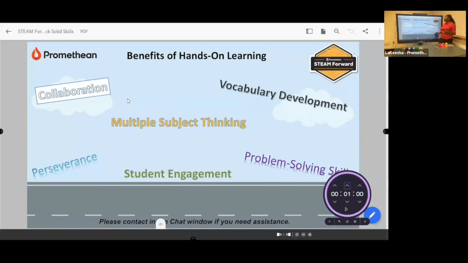 A STEAM Presenter showcases the benefits of hands-on learning on screen.