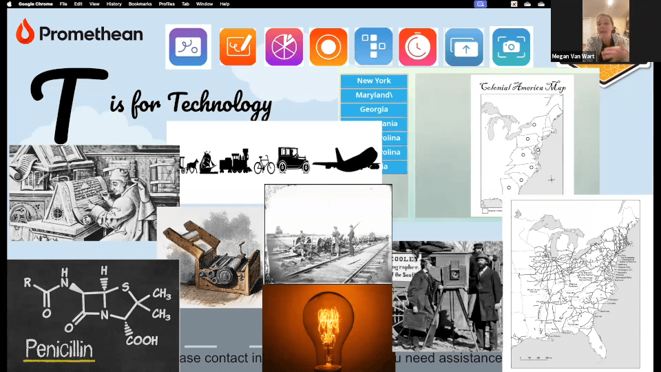 A STEAM presenter uses the T to create lessons about technology in social studies.
