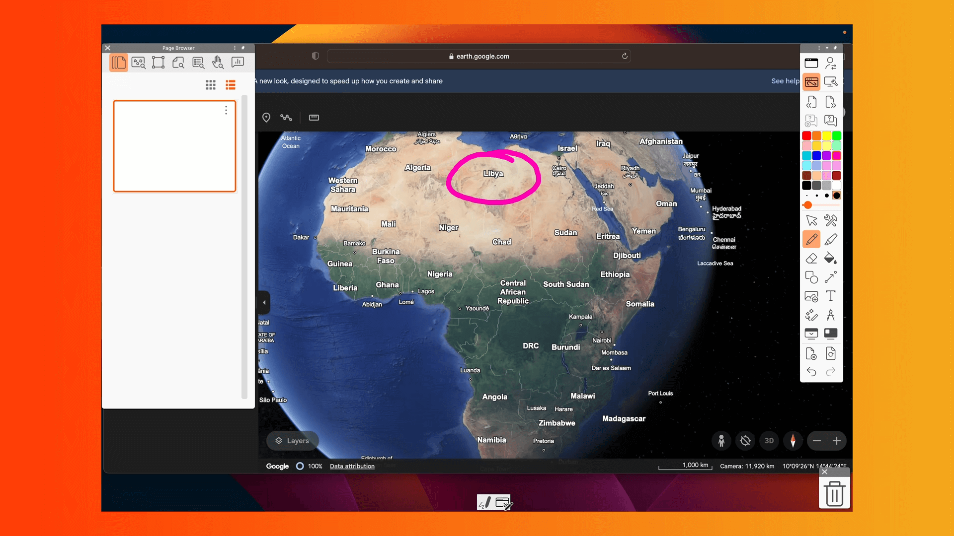 An ActivInspire user utilizes annotations on screen with a map of Africa.
